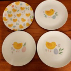 NEW! SET 4 Bamboo Fiber Kid Friendly 8" CHICK EASTER PLATES